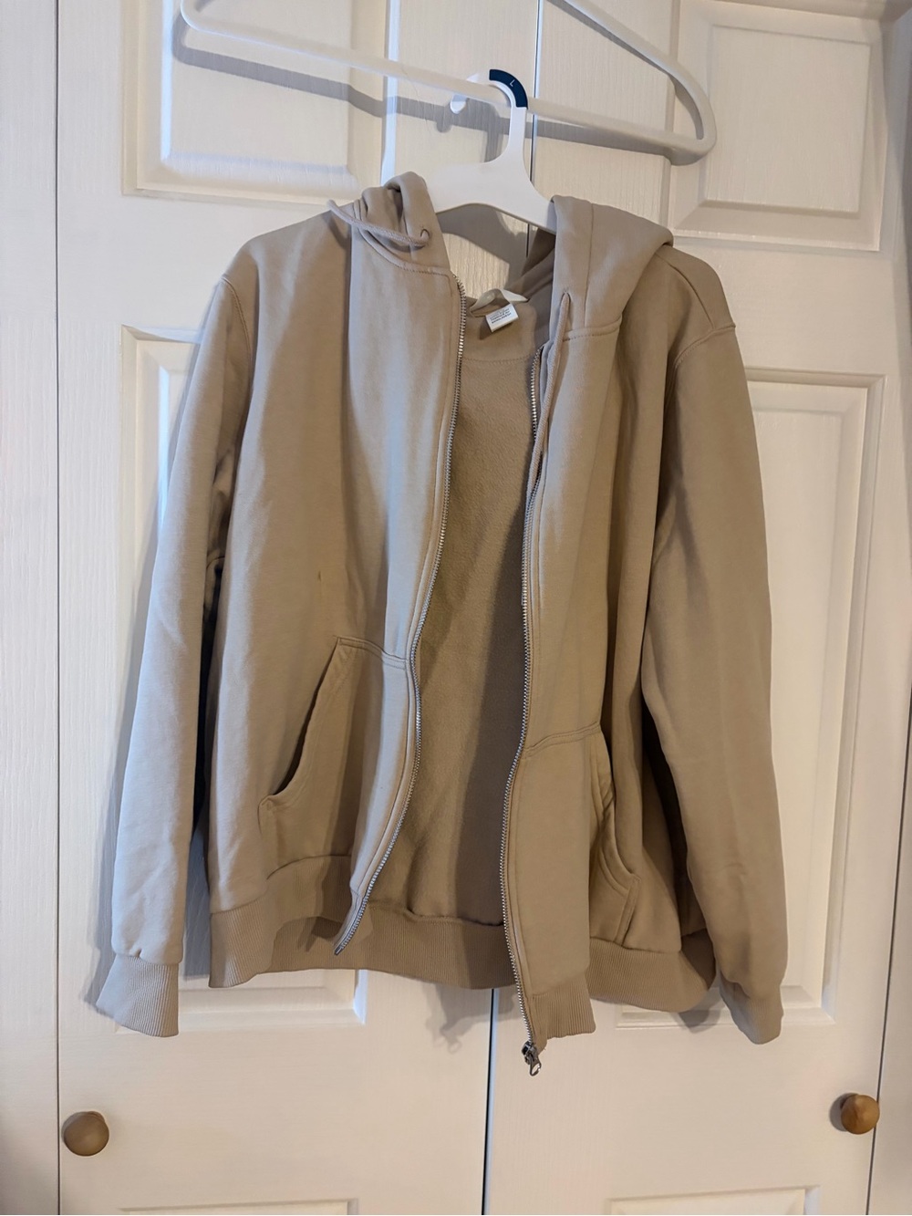 H&M Hooded Zip-Up Jacket - Beige
